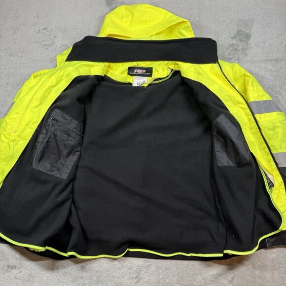 High Visibility Jacket Men’s 2XL Yellow Bomber Hood Type R Class 3 ANSI 107-2015 - Picture 4 of 11